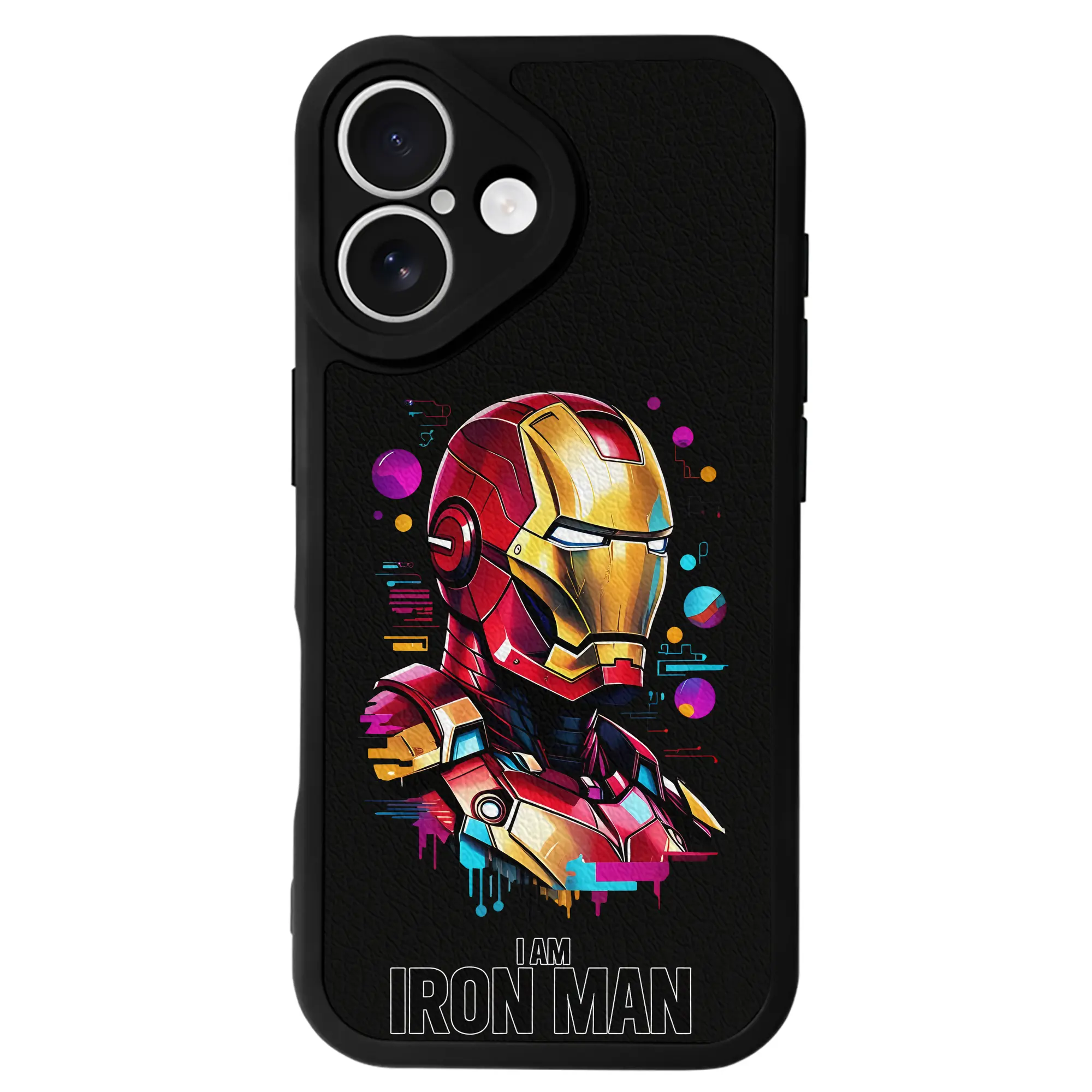 アベンジャーズ (Avenjāzu) グッズ アイアンマン（Iron Man） - IPhone 16シリーズ対応 ・ シリコンスマホケース ・ レザー調 ・ 高精度フィット ・ 耐衝撃 ・ ワイヤレス充電対応 ・ 精密カット